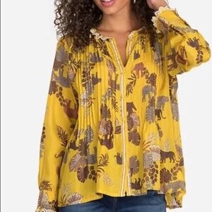 Johnny Was safari silk blouse Small